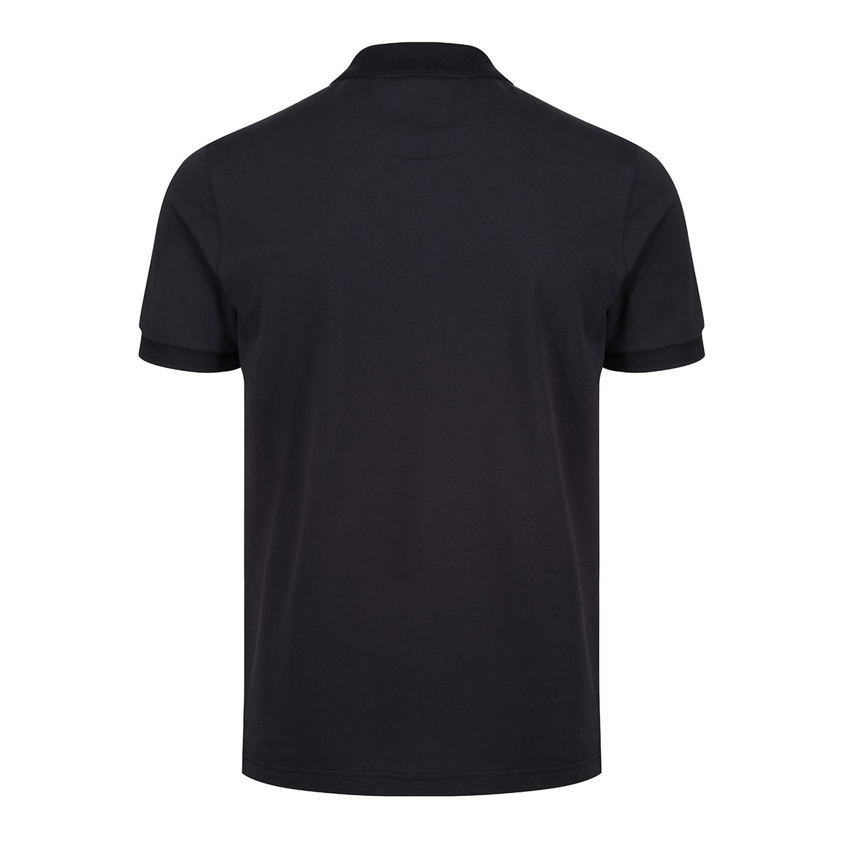 Rear view of Coaled Polo in black by Sauce & Brown