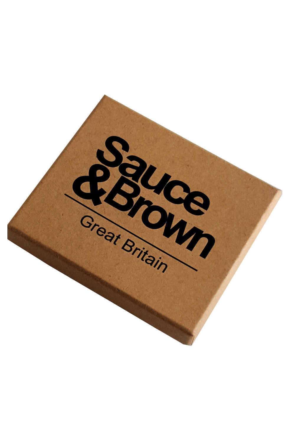 Sauce & Brown branded packaging for leather snap top coin holder